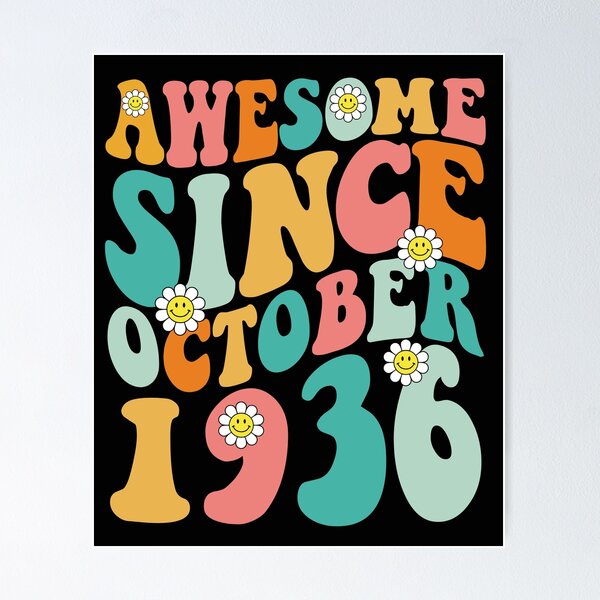 Item preview, Awesome Since October 1936 | Made In 1936 | Retro Groovy Birthday designed and sold by Christina-grich.