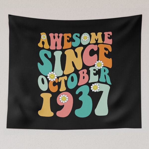 Item preview, Awesome Since October 1937 | Made In 1937 | Retro Groovy Birthday designed and sold by Christina-grich.