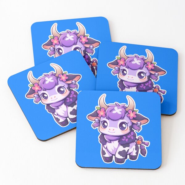 Item preview, Cute Chibi Purple Cow Another Purple Cow Sticker and Tee Shirt Design by ZeesDesign on Redbubble designed and sold by ZEESDESIGN.