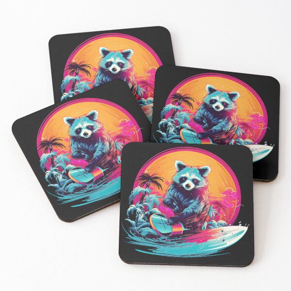 Item preview, Synthwave Red Panda On Surfboard designed and sold by Puristock.