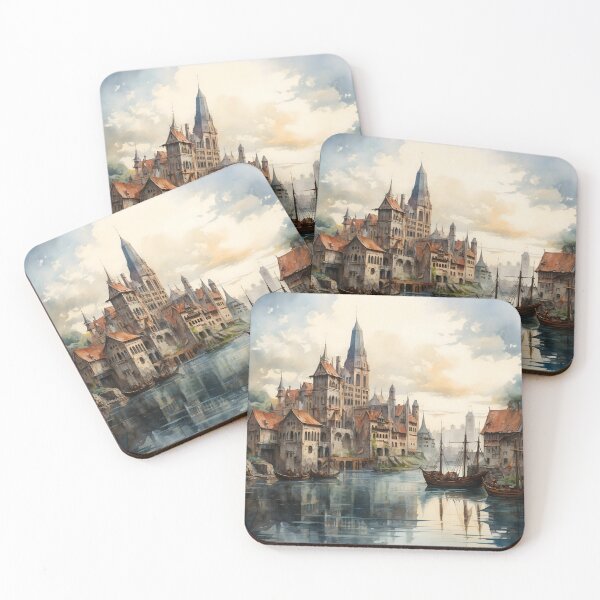 Item preview, Bayside Watercolor High Fantasy Castle designed and sold by dcrc.