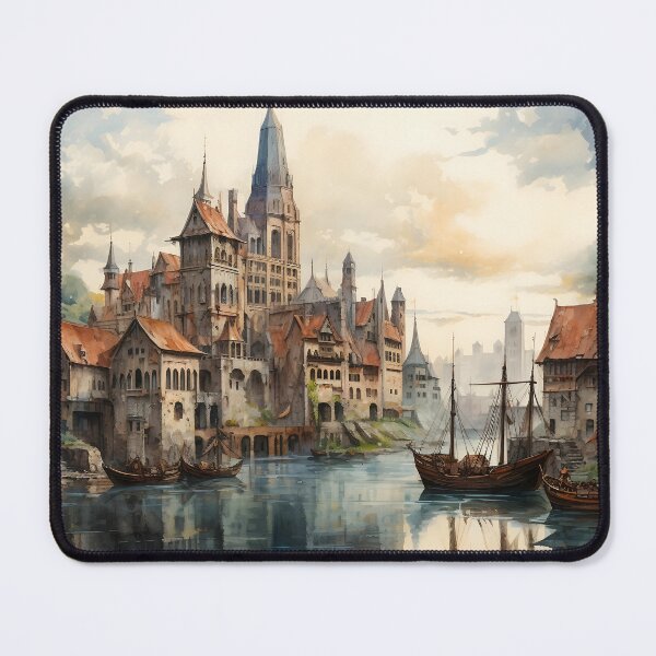 Item preview, Bayside Watercolor High Fantasy Castle designed and sold by dcrc.