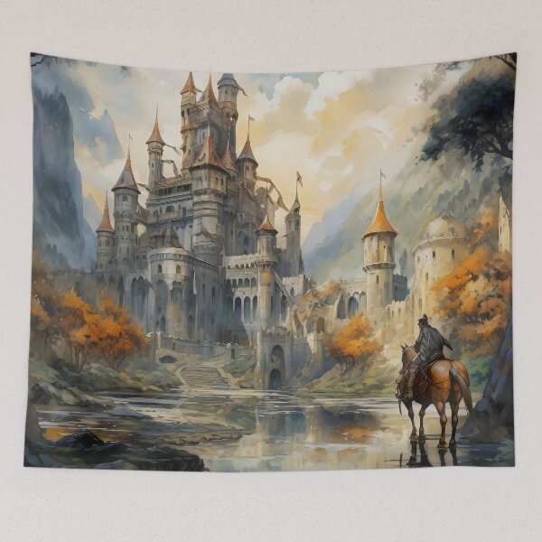 Item preview, A Knight Approaches a Watercolor Castle designed and sold by dcrc.
