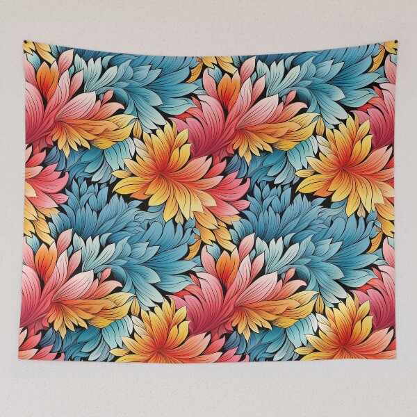 Item preview, Bright Sweeping Art-Deco Autumnal Sidney Maws Style Floral Pattern designed and sold by sμ (smew).