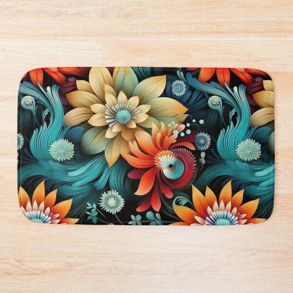 Item preview, Bright Art-Deco Autumnal Sidney Maws Style Floral Pattern designed and sold by sμ (smew).
