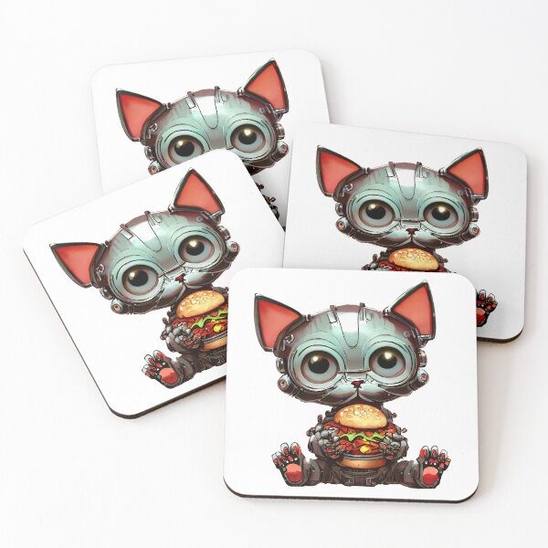 Item preview, Robo-Cat Eating A Hamburger! designed and sold by kukamatsu.