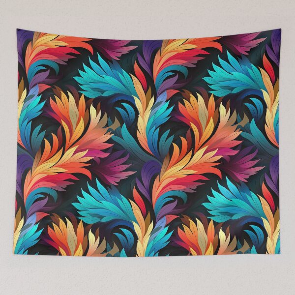 Item preview, Bright Sweeping Art-Deco Phoenix Flames Sidney Maws Style Floral Pattern designed and sold by sμ (smew).