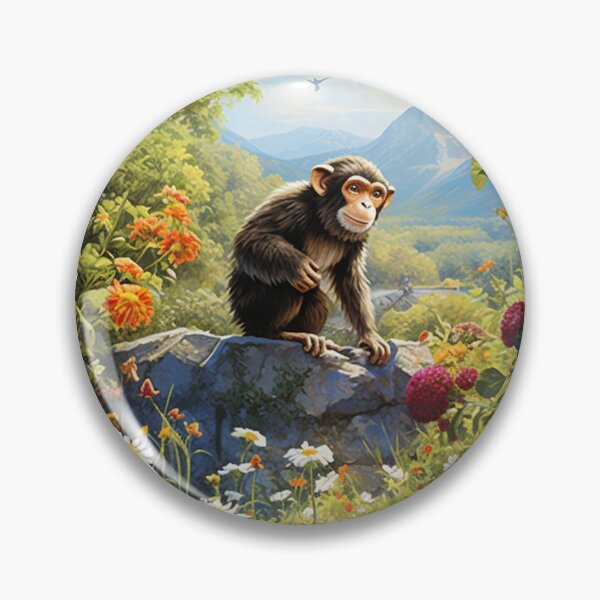 Item preview, Monkey in a Colourful Garden Poster designed and sold by WSMonkeyPosters.
