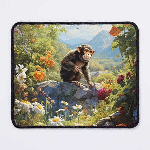 Item preview, Monkey in a Colourful Garden Poster designed and sold by WSMonkeyPosters.