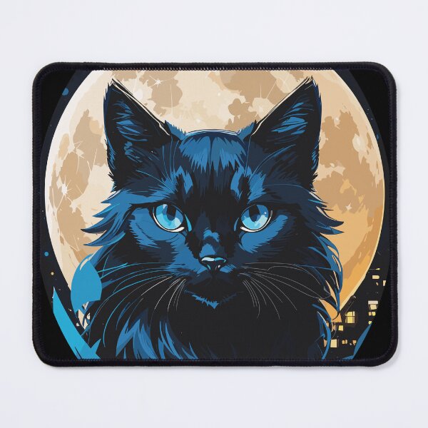 Item preview, Blue Eyed Black Cat with the Harvest Moon designed and sold by Ketique.