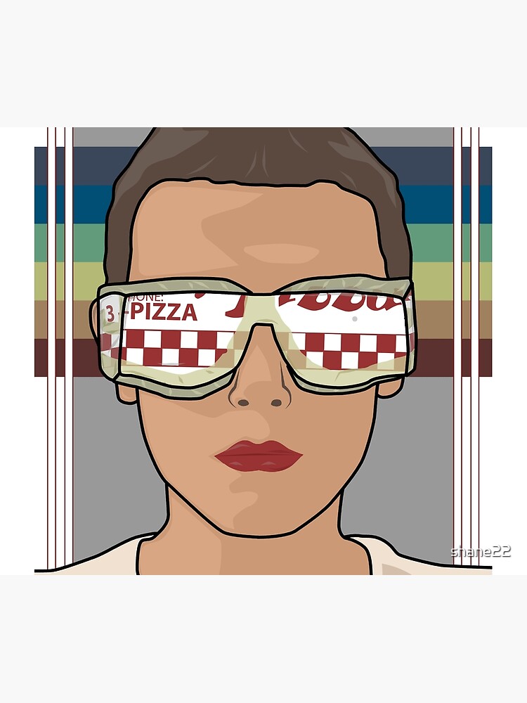 Thumbnail 6 of 6, Comforter, Stranger Things Eleven Wearing Pizza Box Glasses designed and sold by shane22.