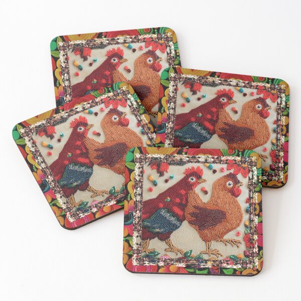 Item preview, Vintage farmyard tapestry chickens designed and sold by RachelRebel.