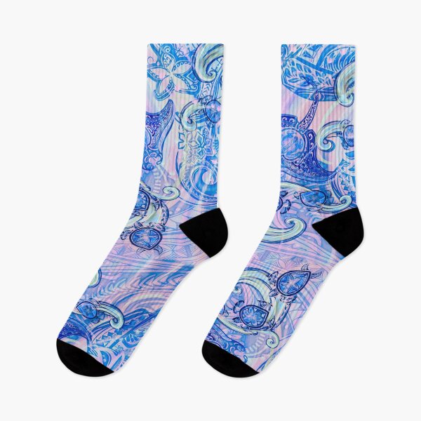 Item preview, Vintage Blue And Purple Tribal Manta Ray And Honu Ocean Spray Watercolor designed and sold by sunnthreads.