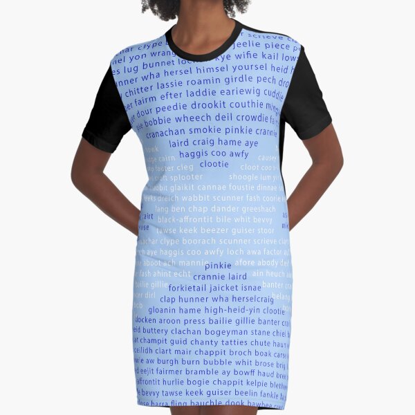 Scottish Words in a Saltire Graphic T-Shirt Dress