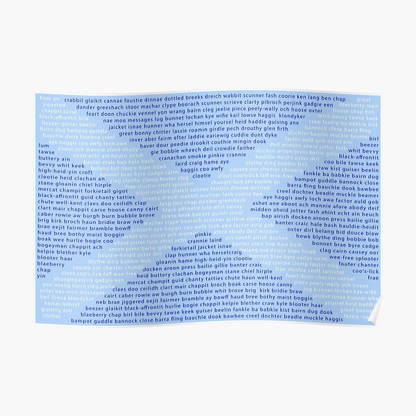 Scottish Words in a Saltire Poster