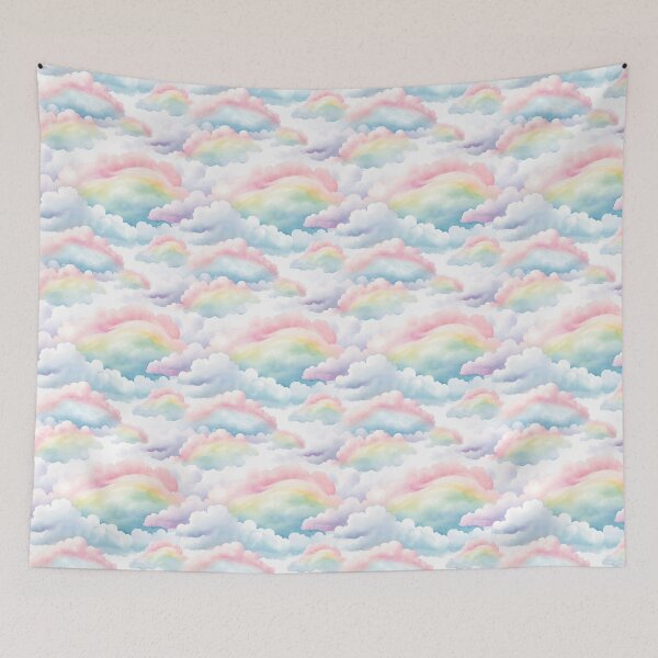 Item preview, Pastel rainbows and fluffy clouds watercolor pattern designed and sold by SteveSlumberHut.