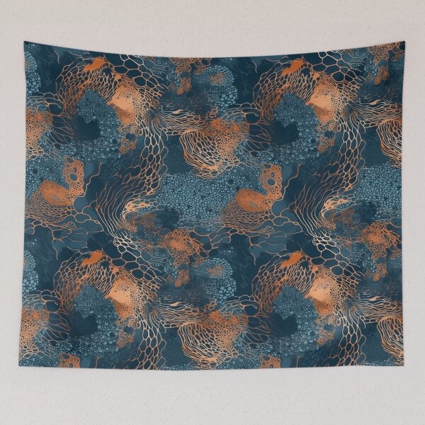 Item preview, Navy and Copper Abstract Fluid Pattern designed and sold by Blue-Banana.