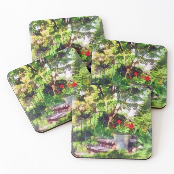 Item preview, Pot of Geraniums Near Steps designed and sold by Susan Savad.