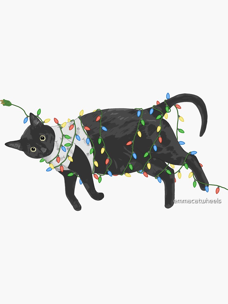 Cat tangled in christmas cheap lights