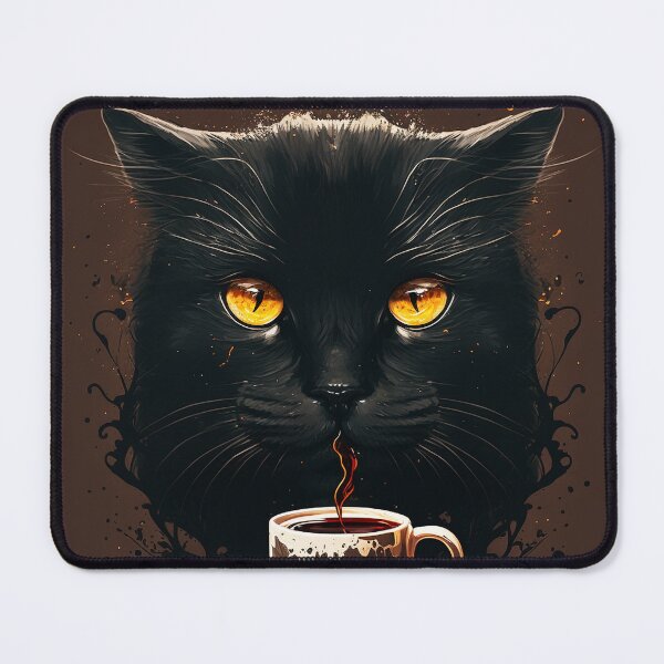 Item preview, Black Cat Drinking Coffee, Love Cats  designed and sold by Logiamerch.