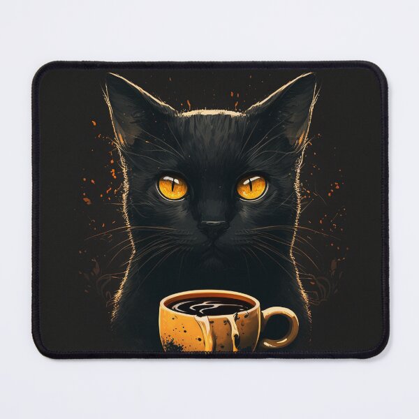 Item preview, Black Cat Drinking Coffee, Love Cats  designed and sold by Logiamerch.
