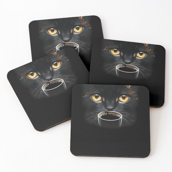 Item preview, Black Cat Drinking Coffee, Love Cats  designed and sold by Logiamerch.