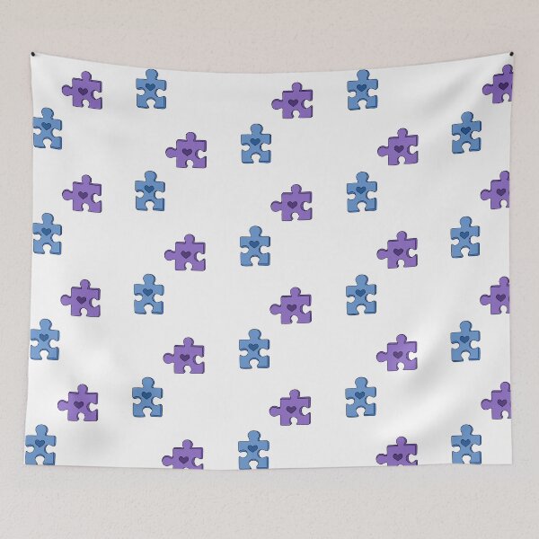 Item preview, Matching blue and purple puzzle pieces symbols designed and sold by TinyArtCorner.