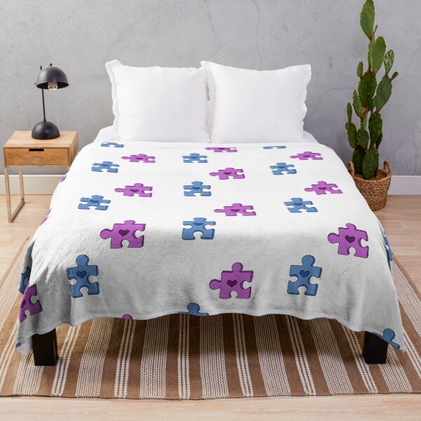 Item preview, Matching purple and blue puzzle pieces symbols designed and sold by TinyArtCorner.