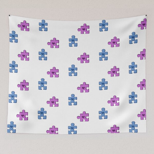 Item preview, Matching purple and blue puzzle pieces symbols designed and sold by TinyArtCorner.