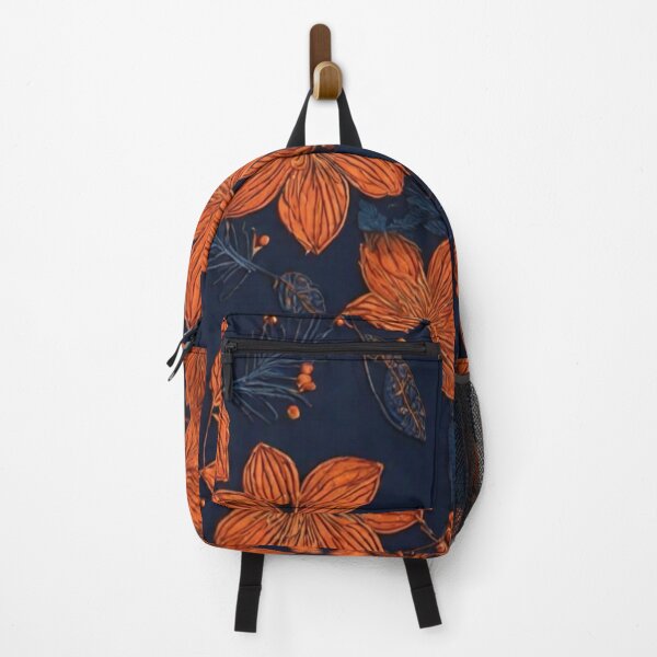 Item preview, Orange Thread Flower Work Abstract Pattern in Dark Blue Background designed and sold by Md Rashid  Hasan.