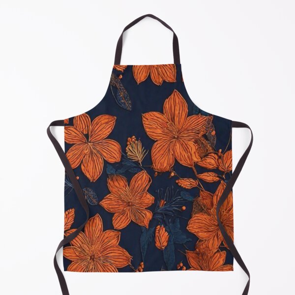 Item preview, Orange Thread Flower Work Abstract Pattern in Dark Blue Background designed and sold by Md Rashid Hasan.