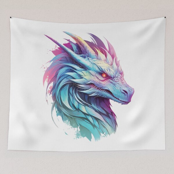 Item preview, Chromatic Whimsy: Watercolor Pink Blue Green Dragon Art designed and sold by Christian Weiss.