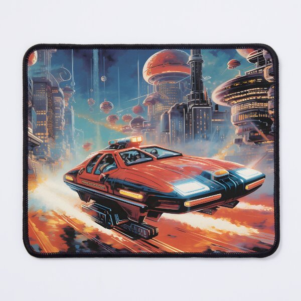 Item preview, Retro Futuristic Flying Car Flies Over the City of the Future designed and sold by Je-we.