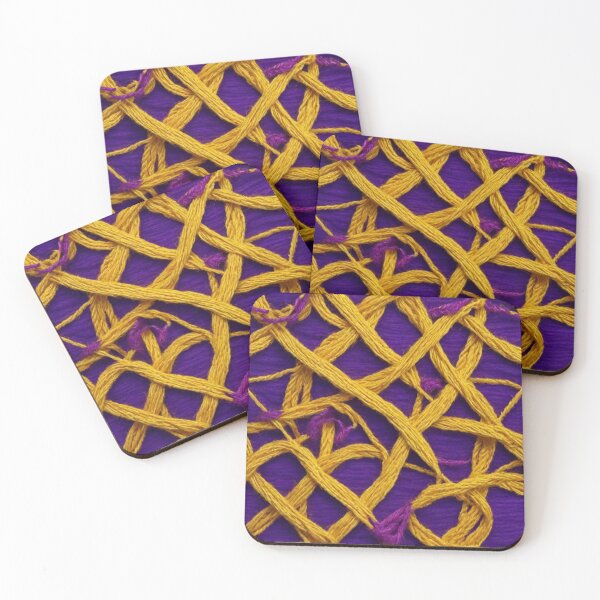 Item preview, Yellow Woolen Thread Work Abstract Pattern in Purple Background designed and sold by Md Rashid  Hasan.