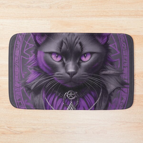 Item preview, Black Cat with Purple Eyes and Pentagram Necklace designed and sold by ArtysticMerch.