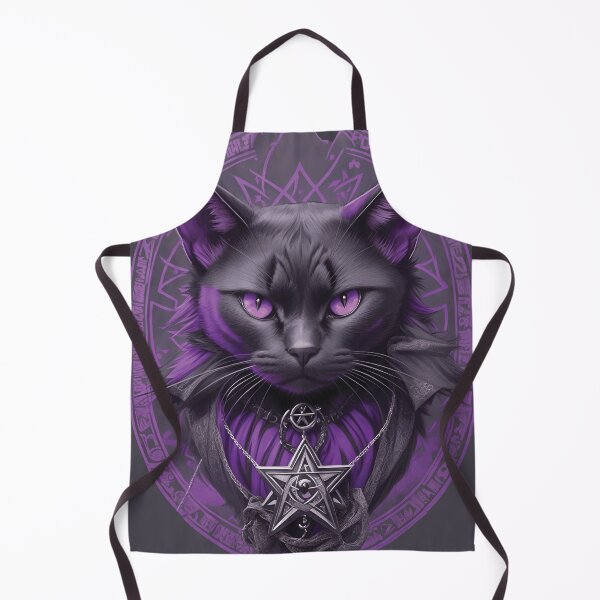 Item preview, Black Cat with Purple Eyes and Pentagram Necklace designed and sold by ArtysticMerch.