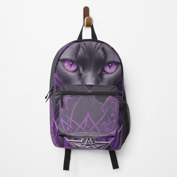 Item preview, Black Cat with Purple Eyes and Pentagram Necklace designed and sold by ArtysticMerch.