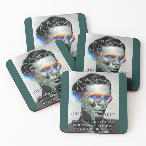 Item preview, Aldous Leonard Huxley portrait and quote: The urge to escape from selfhood and the environment... designed and sold by artbleed.