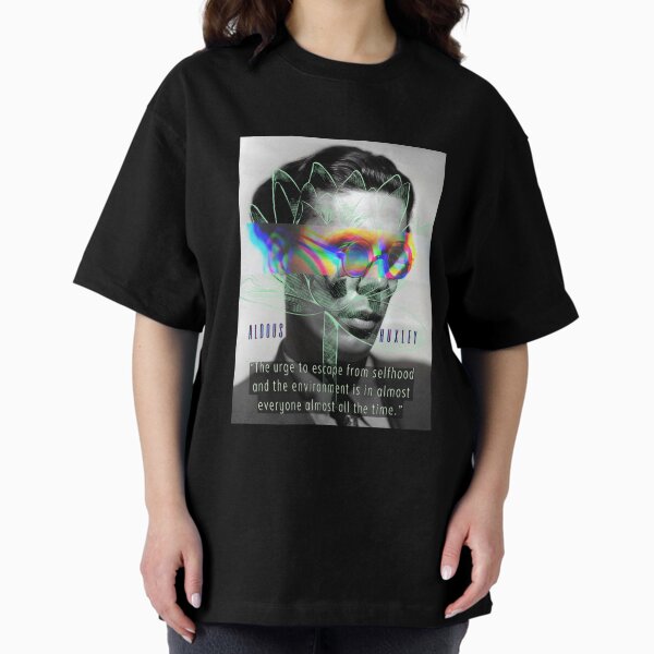 Item preview, Aldous Leonard Huxley portrait and quote: The urge to escape from selfhood and the environment... designed and sold by artbleed.