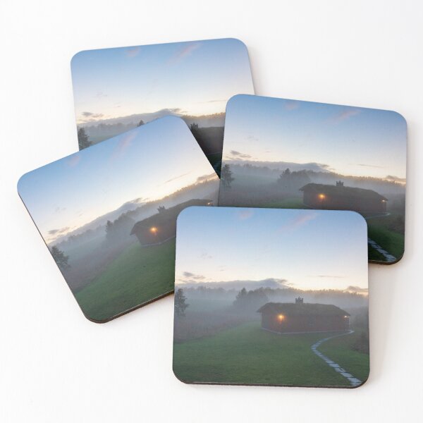 Item preview, mountain house on a foggy evening designed and sold by kjewikarn.