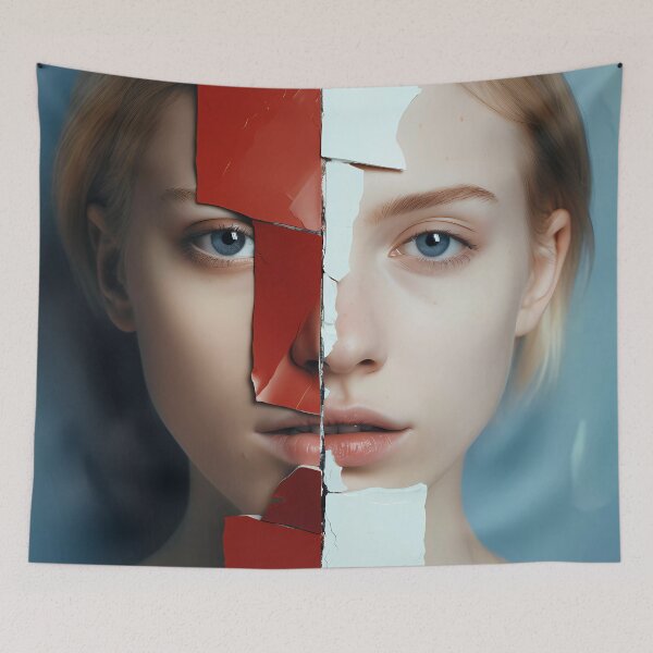 Item preview, woman's face through a torn piece of paper designed and sold by Turnzart.