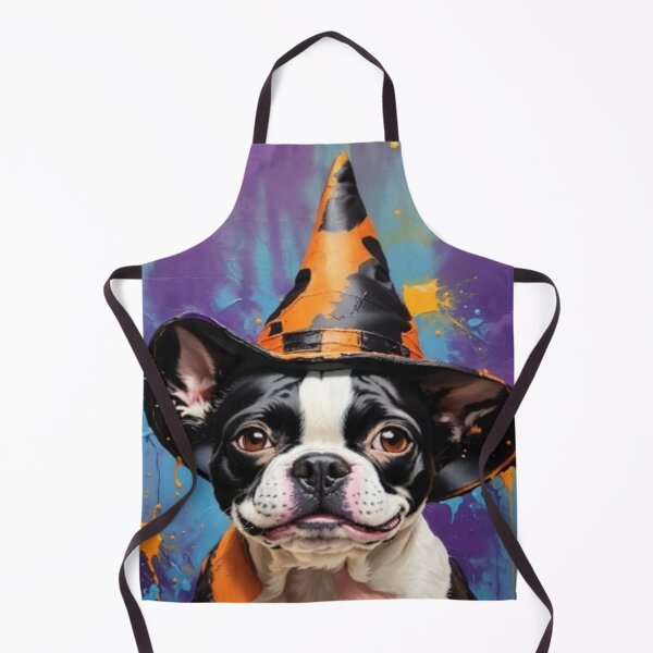 Item preview, Boston Terrier Dog Portrait With a Halloween Hat designed and sold by Wolfheartart.