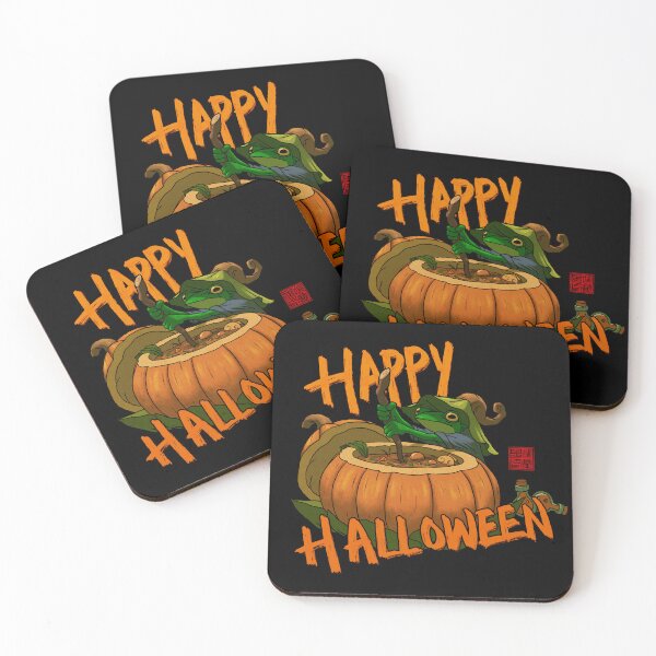 Item preview, Happy Halloween potion maker witchy frog with text designed and sold by DingHuArt.
