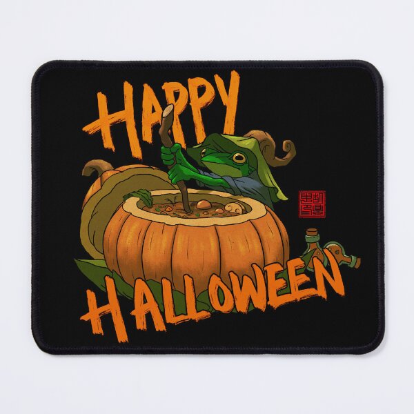 Item preview, Happy Halloween potion maker witchy frog with text designed and sold by DingHuArt.