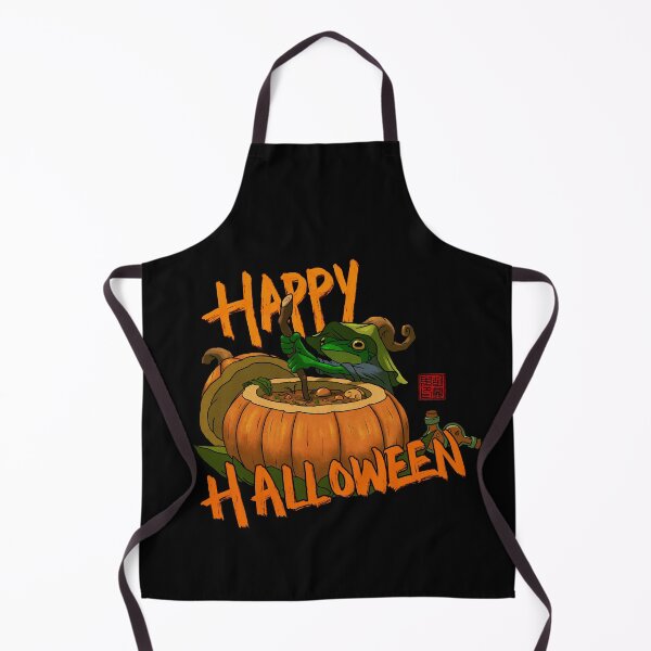 Item preview, Happy Halloween potion maker witchy frog with text designed and sold by DingHuArt.