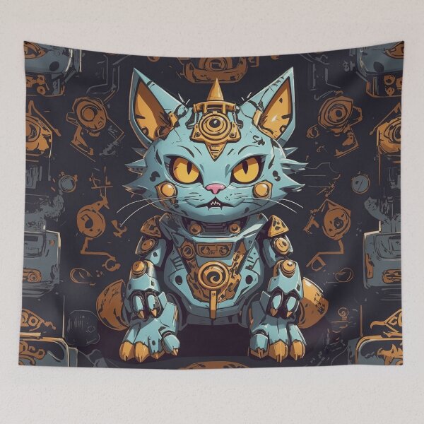 Item preview, Ancient Robot Cat Relic - Vintage Mech Feline Design designed and sold by sadsapiens.