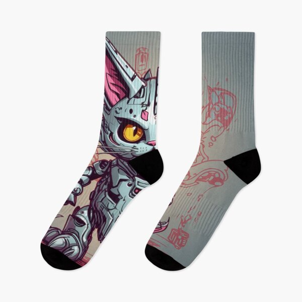 Item preview, Futuristic Gray Robot Cat - Cybernetic Feline Sci-Fi Design designed and sold by sadsapiens.