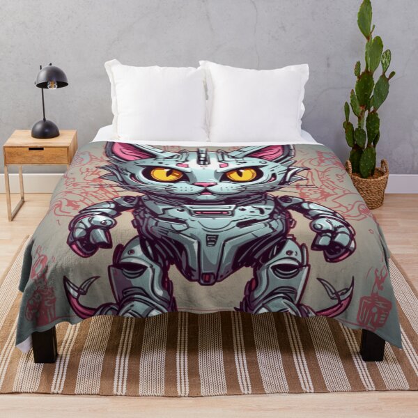 Item preview, Futuristic Gray Robot Cat - Cybernetic Feline Sci-Fi Design designed and sold by sadsapiens.