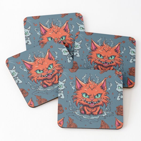 Item preview, Infernal Fire Red Evil Cat - Malevolent Grinning Feline Art designed and sold by sadsapiens.