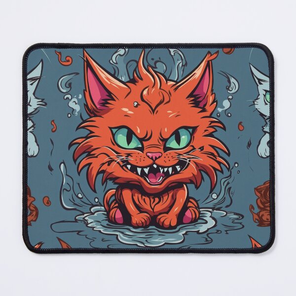 Item preview, Infernal Fire Red Evil Cat - Malevolent Grinning Feline Art designed and sold by sadsapiens.